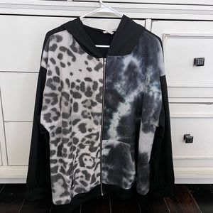 Multi print zip up hoodie